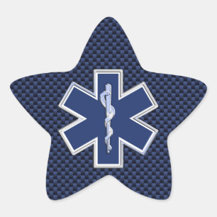 Star of Life Paramedic on Navy Blue Carbon Fiber Sticker