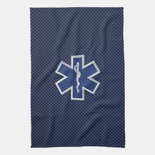 Star of Life Paramedic on Navy Blue Carbon Fiber Towel