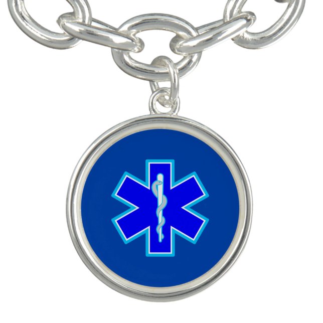 Star of Life Paramedic Symbol EMS Blue Bracelet (Design)