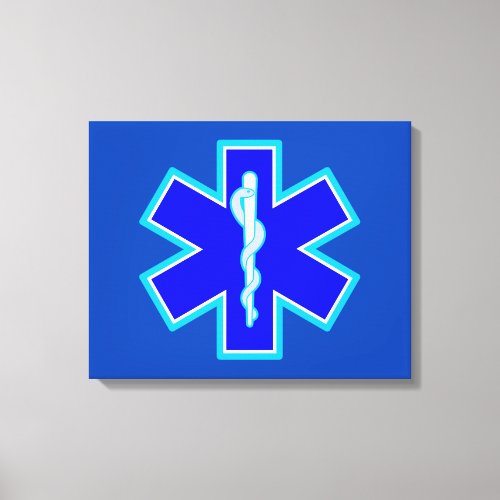 Star of Life Paramedic Symbol EMS Blue Canvas Print