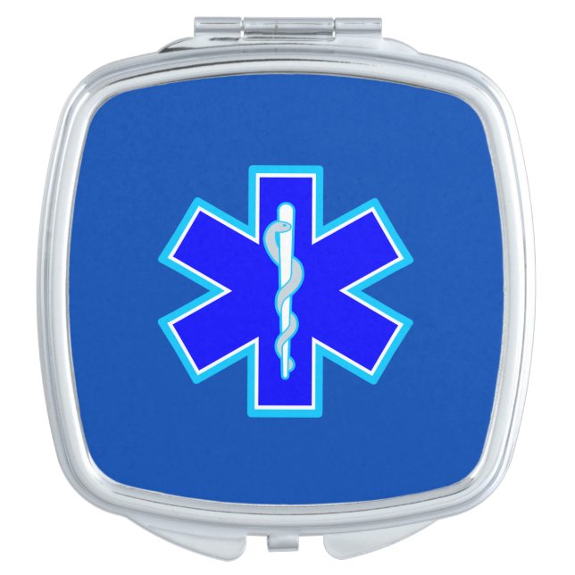 Star of Life Paramedic Symbol EMS Blue Makeup Mirror (Front)