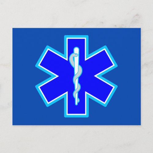 Star of Life Paramedic Symbol EMS Blue Postcard