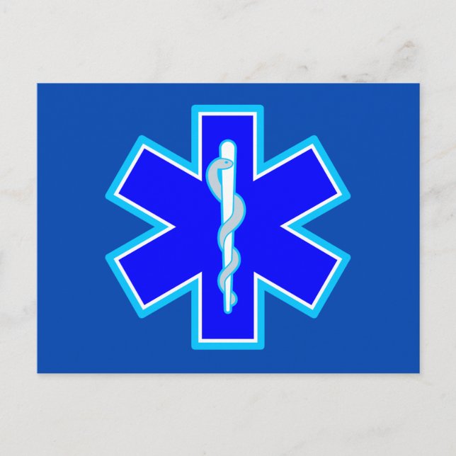Star of Life Paramedic Symbol EMS Blue Postcard (Front)