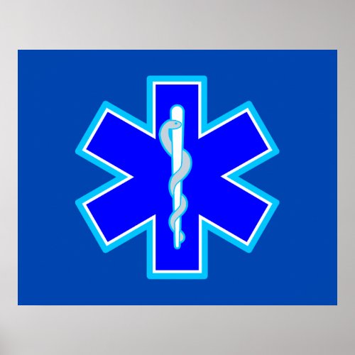 Star of Life Paramedic Symbol EMS Blue Poster