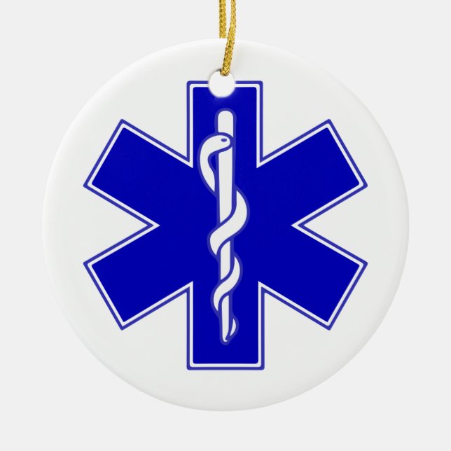 Star of Life Symbol - personalized text Ceramic Ornament (Front)