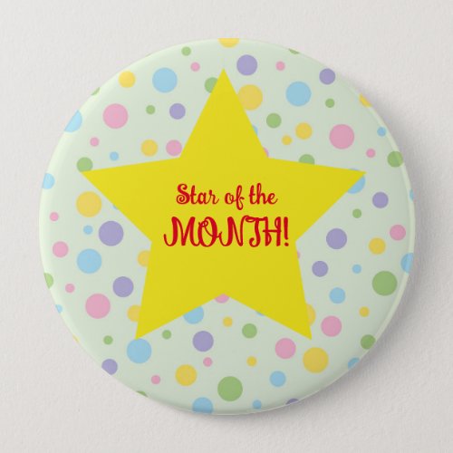 Star of the Month Polka Dot background Button