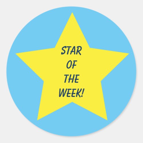 Star of the Week Blue and Yellow Star Classic Round Sticker