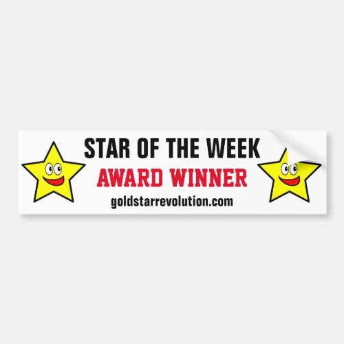 Star of the Week  Gold Star Award Winner Bumper Sticker