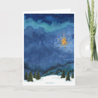 Star of wonder, cloudy night holiday card