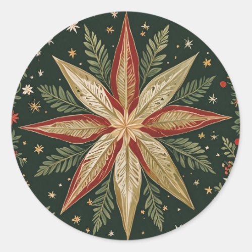 Star of Wonder Floral Classic Round Sticker