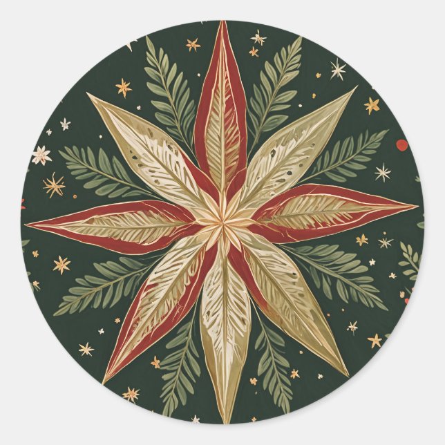 Star of Wonder Floral Classic Round Sticker (Front)