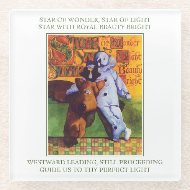 STAR OF WONDER Glass Drink Coaster + Lyrics (Front)