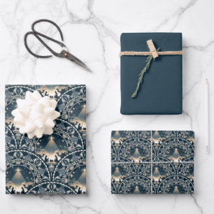 Star of Wonder Mandala Nativity Art Deco Scallops Wrapping Paper Sheets