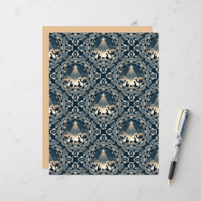 Star of Wonder Mandala Nativity Geometric Tile (Front/Back In Situ)