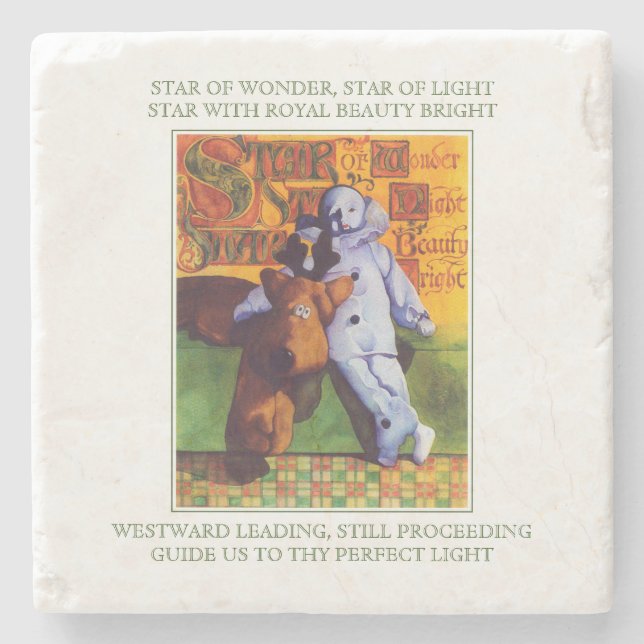 STAR OF WONDER Marble Stone Coaster + Lyrics  (Front)