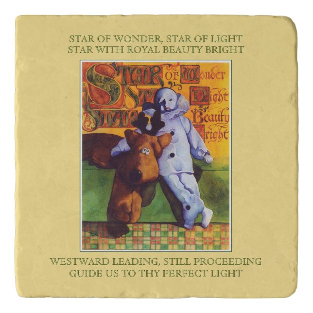 STAR OF WONDER Marble Stone Trivet - Gold (Front)