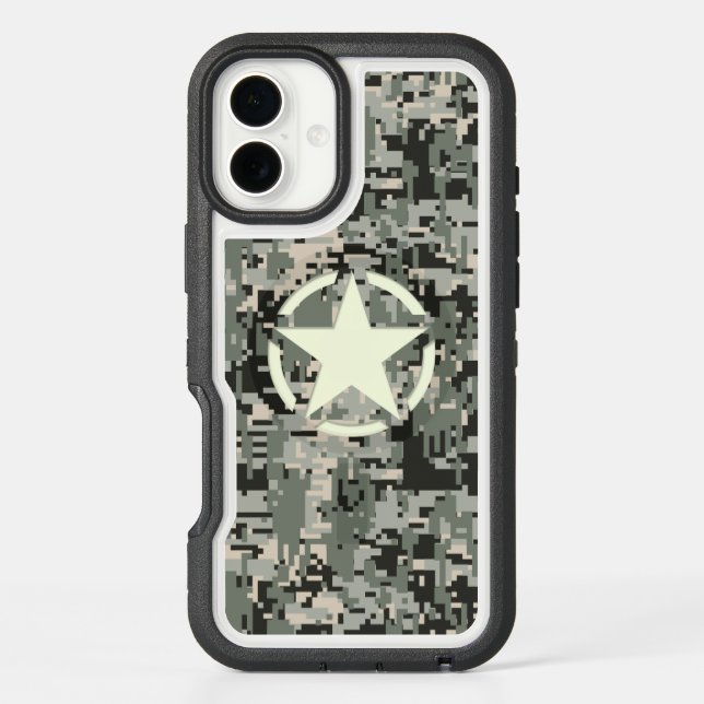 Star on Black Forest Camo Pattern Otterbox iPhone Case (Back)