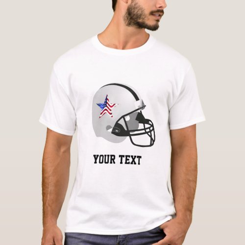 Star on Black  White American Football Helmet  T_Shirt
