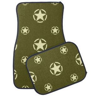 Star on Khaki Green Car Floor Mat