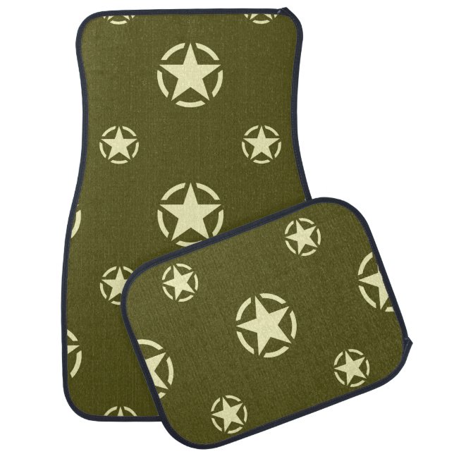 Star on Khaki Green Car Floor Mat (Set)