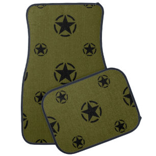 Star on Khaki Green Car Mat