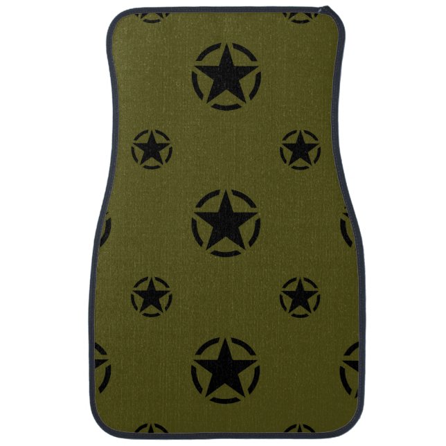 Star on Khaki Green Car Mat (Front)
