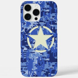 Star on Navy Camo Background iPhone 16 Pro Max Case