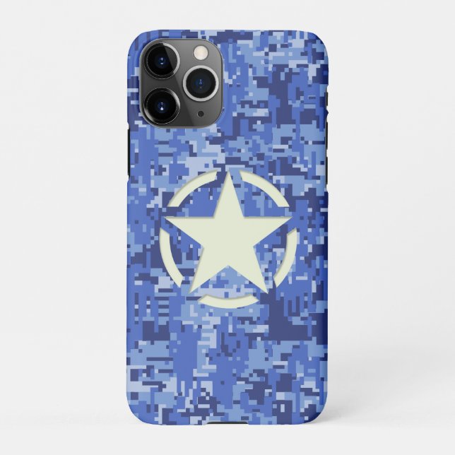 Star on Navy Camo Background iPhone Case (Back)