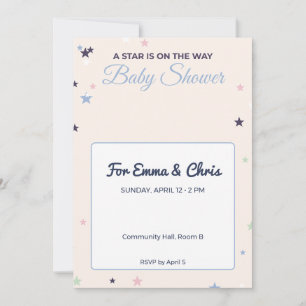 Star on the Way Baby Shower Invitation Pastel