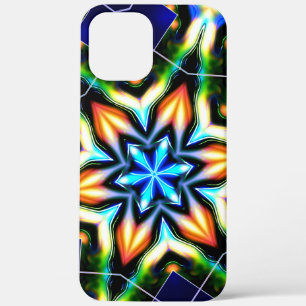 Star or flower cracking metallic armor, blue matte iPhone 12 pro max case