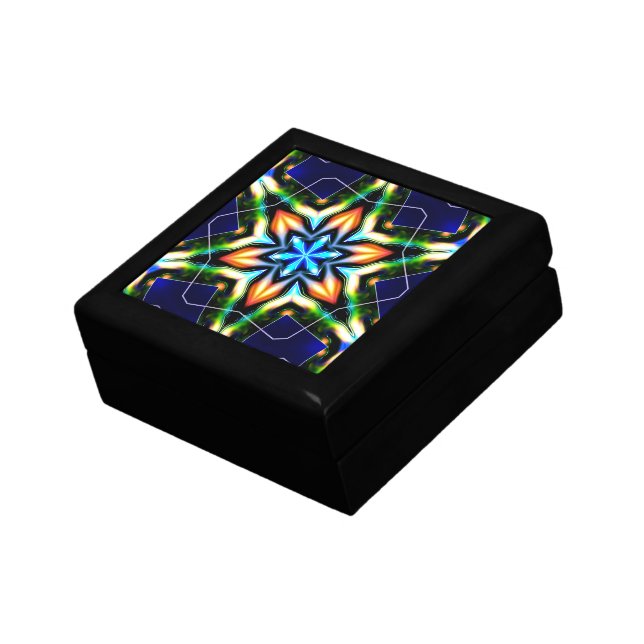 Star or flower cracking metallic armor, blue matte gift box (Side)