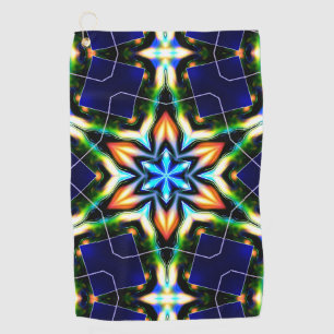 Star or flower cracking metallic armor, blue matte golf towel