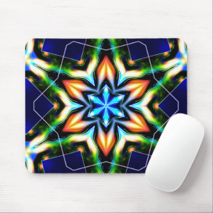 Star or flower cracking metallic armor, blue matte mouse pad