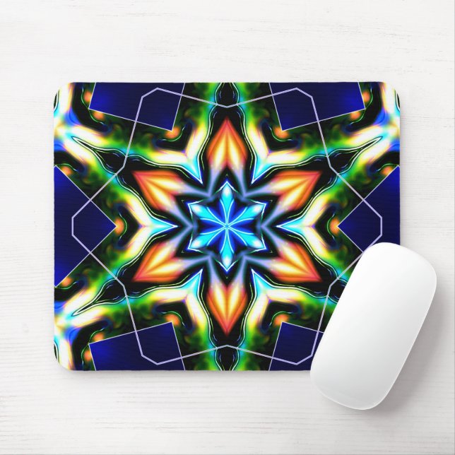 Star or flower cracking metallic armor, blue matte mouse pad (With Mouse)