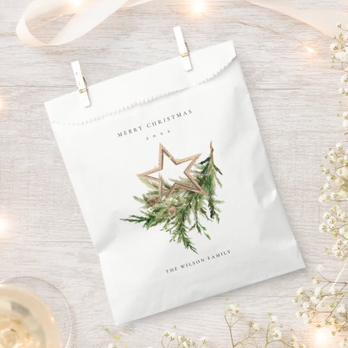 Star Ornament Pine Branch Fauna Merry Christmas Favor Bag