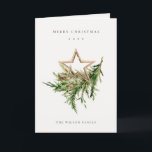 Star Ornament Pine Branch Fauna Merry Christmas Holiday Card<br><div class="desc">If you need any further customisation please feel free to message me on yellowfebstudio@gmail.com.</div>