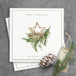 Star Ornament Pine Branch Fauna Merry Christmas Napkins<br><div class="desc">If you need any further customisation please feel free to message me on yellowfebstudio@gmail.com.</div>