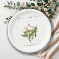 Star Ornament Pine Branch Fauna Merry Christmas
