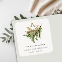 Star Ornament Pine Fauna Merry Christmas Address