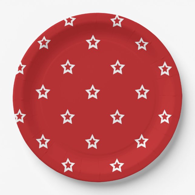 Star Outlines on Red Paper Plates (Front)
