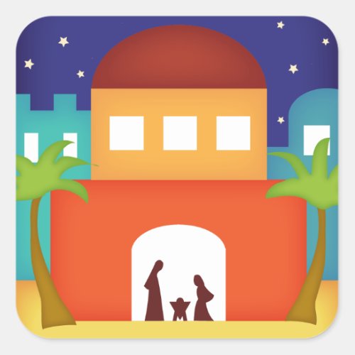 Star over Bethlehem Christmas Nativity Square Sticker