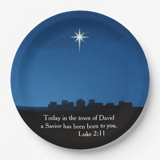 Star over Bethlehem - symbol of the birth of Jesus Paper Plates (Front)