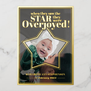 Star Overjoyed Baby Photo First Christmas  Foil Holiday Card