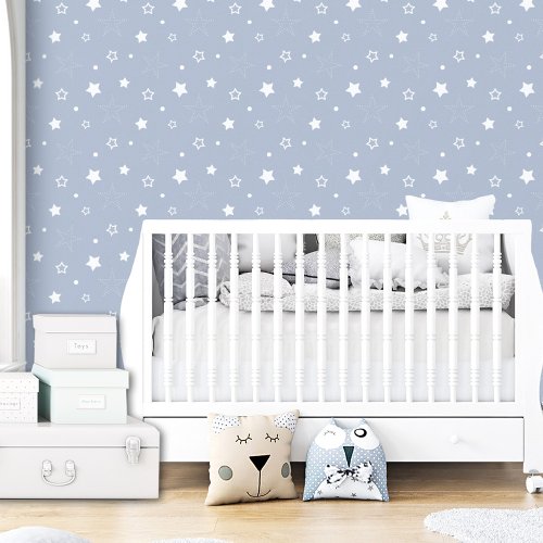 Star Pattern Blue Sky Nursery Kids Boy Wallpaper