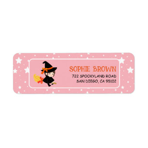 Star Pattern Cute Witch Halloween Return Address Label