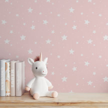 Star Pattern Dreamy Boho Girls Room Light Pink Sky