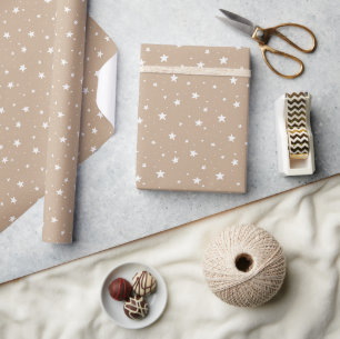 Star Pattern Dreamy Boho Print Kids Pale Tan Sky Wrapping Paper