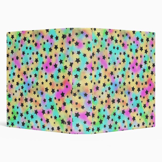 Star Pattern In 80s Colors 3 Ring Binder (Background)