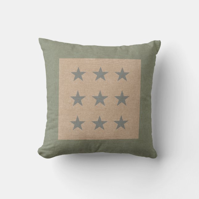 Star Pattern in Seafoam Green and Beach Blue Throw Pillow (Front)
