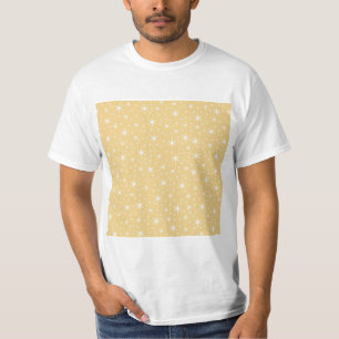 Star Pattern in White and Non-metallic Gold Color. T-Shirt